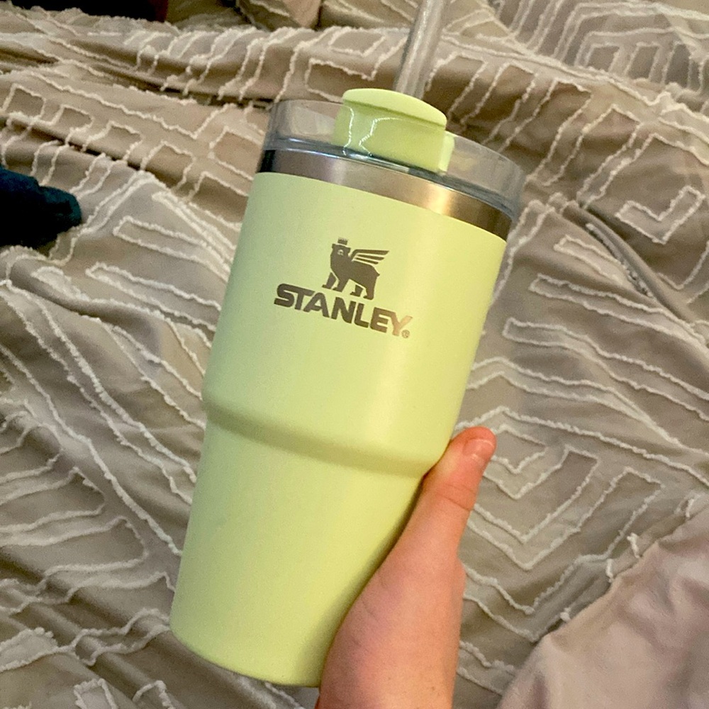 This is a 20 ounce Stanley cup neon green never used